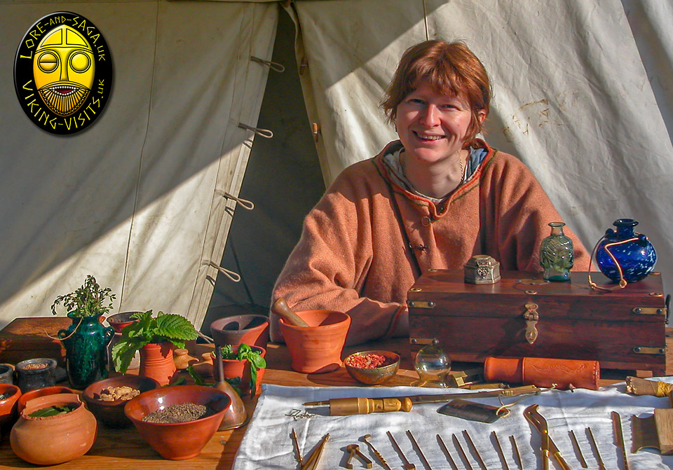Debs with her Roman Medicine display at Chedworth Roman Villa - Image copyrighted © Gary Waidson. All rights reserved.